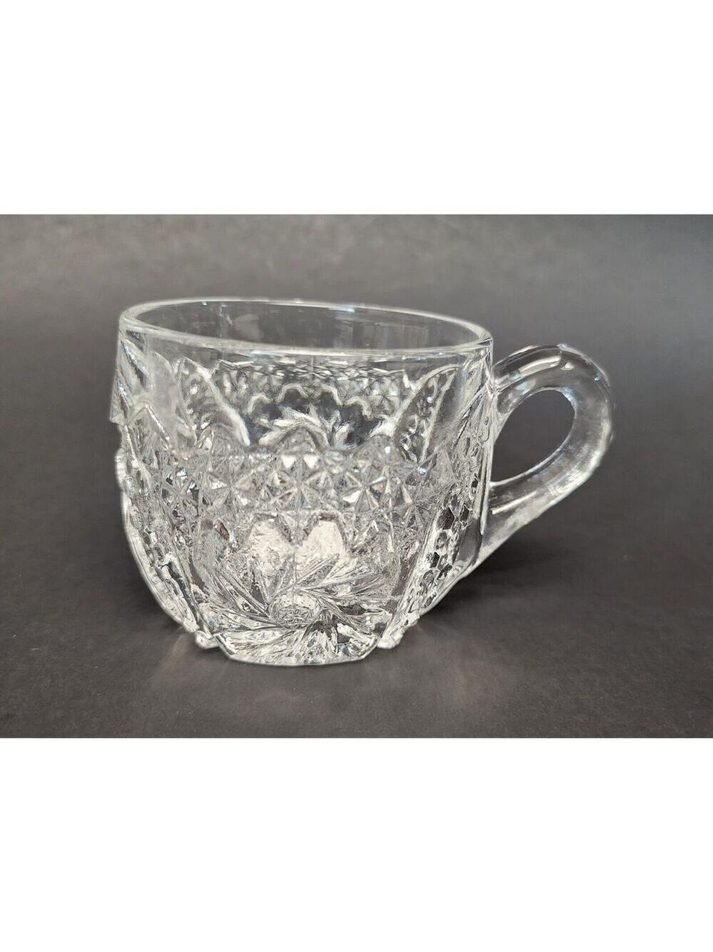 Vintage Fenton Punch cup coin dot Clear Glass Set Of 7 Rare No Chips Or Cracks